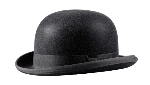 Dark gray bowler hat, profile view (1)