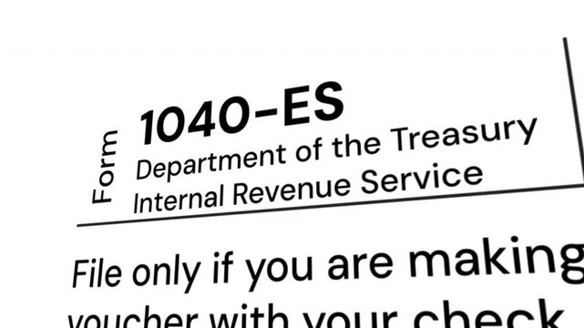 Animation Form 1040-ES Estimated Tax concept loop with camera movement footage