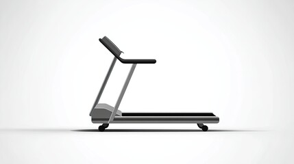 Gray Treadmill On White Background A Detailed Side View Of Modern Exercise Equipment For Home Gyms And Fitness Enthusiasts. This High Quality Cardio
