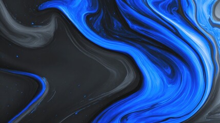 Abstract Blue And Black Swirling Fluid Art Background