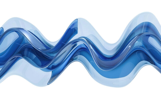 Flowing Blue Abstract Wave Design with Smooth Curves and Transparent Background