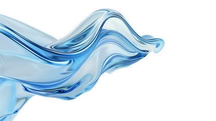 Abstract Blue Wave Forms with Translucent Texture Flowing Elegantly on a Transparent Background