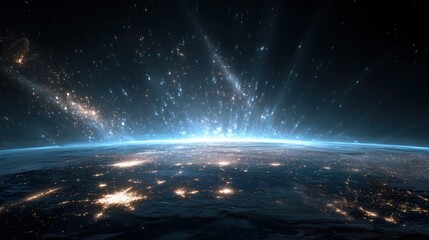 Celestial view of Earth at dawn