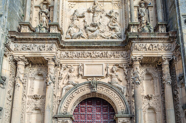 Obraz premium Detail of the facade and entrance of the Sacred Chapel of the Savior in Ubeda, Andalusia, Spain