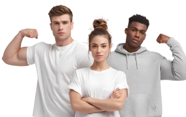 A man and woman facing away, wearing white T-shirts.