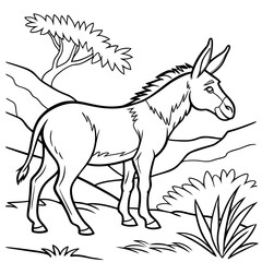 mule coloring page black and white vector illustration