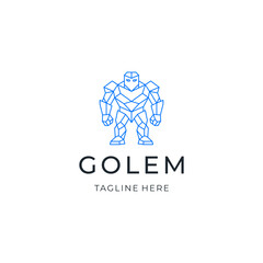 Line art golem logo design. Minimalist monster icon illustration vector