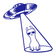 Alien UFO Llama Abduction Headphone Cool Beaming Funny
