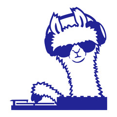 DJ Llama Turntable Cool Sunglasses Headphone Party Music Club Record Plate Mixer