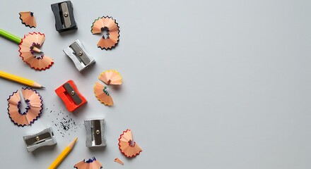  assorted sharpeners with pencil shavings