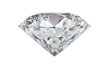 An ultra-realistic diamond on a transparent background, in PNG format, in white color