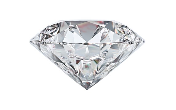 An ultra-realistic diamond on a transparent background, in PNG format, in white color