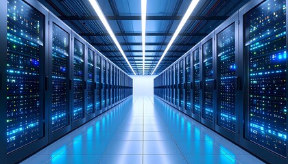 Server room interior, modern technology