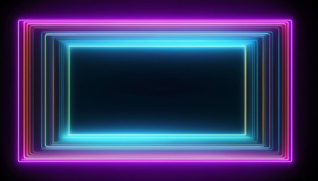 abstract glowing neon rectangle border frame neon glowing abstract rectangle border frame pattern animation