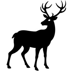 Majestic Stag Silhouette: Elegant, Black and White, Wildlife Vector Graphic