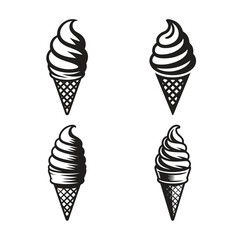 Vintage Ice Cream and Milkshake Illustrations  Retro Dessert Engraving Style Vector Set  Monochrome Food Drawing Pack