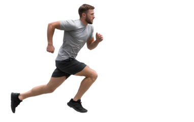  Man running isolated on transparent background, png photo cutout.