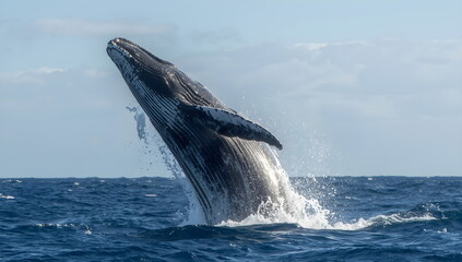 Fototapeta premium Humpback Whale Breaching out of the Ocean
