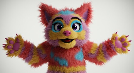 Naklejka premium Colorful furry creature with open arms