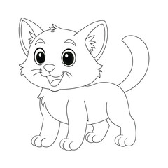 Cute Cartoon Kitten Outline for Coloring