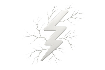 Lightning bolt graphic rendering, electric energy symbol with crackling blue-white streaks against transparent backdrop, representing power dynamics