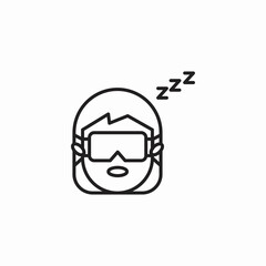sleeping girl goggles icon sign vector