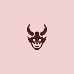 Simple horned clown silhouette logo with unique minimalist style.