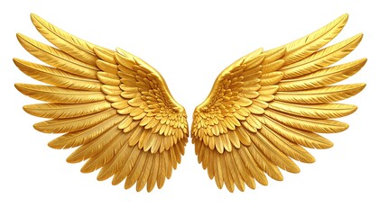 Golden angel wings against white