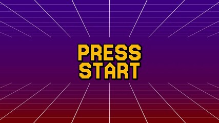 Press Start Game UI Screen With Bad Glitch Effect Start Message With Pixelated Digital Text. - Powered by Adobe