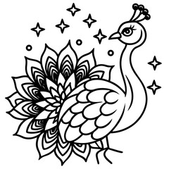 Elegant Peacock Flower Illustration