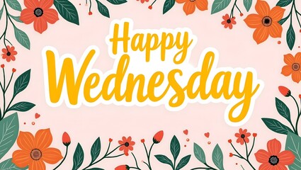 Happy Wednesday floral greeting card illustration design