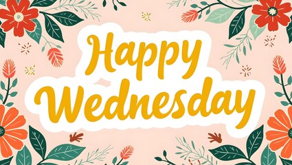 Happy Wednesday floral greeting card illustration design