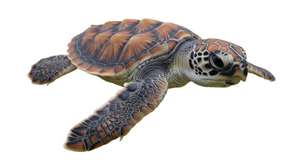 Realistic sea turtle with detailed shell and flippers, isolated on clean white background