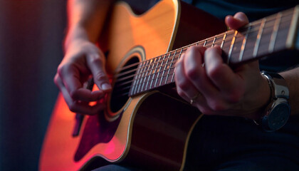 Fototapeta premium male singer and female singer in sexy dress, hat, guitar on stage and on horse