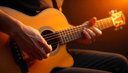 Obraz premium male singer and female singer in sexy dress, hat, guitar on stage and on horse