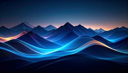 Glowing Mountainscape with Night Scene.