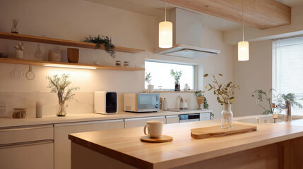 Fototapeta premium 暮らしに溶け込む共生型AIキッチン / Ambient AI Kitchen for Human-Centered Living 