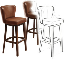 Fototapeta premium The Social Seat Bar Stools Sketch