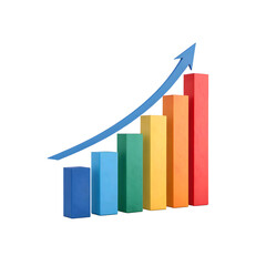 business graph with arrow isolated on transparent background 