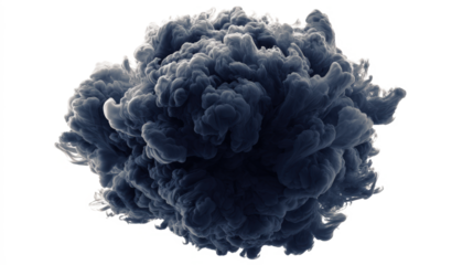 Dark blue smoky explosion with a transparent background.
