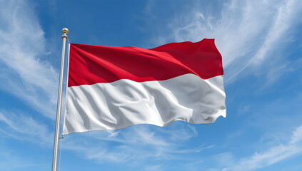 The Indonesian Flag Waving in the Wind