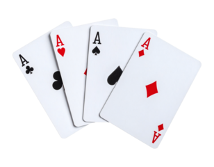 Four Aces poker hand, a winning combination symbolizing luck, success, and high stakes in games of chance and strategy