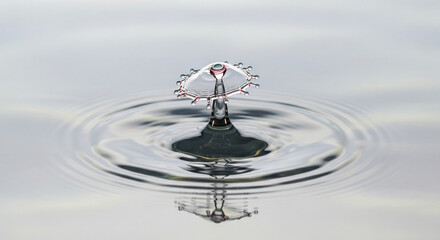 A captivating water droplet collision creating ripples and a crown formation view