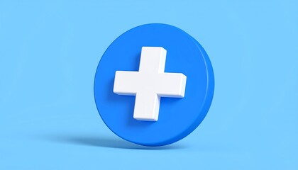 Fototapeta premium 3D Plus Icon with Blue Background. (1)