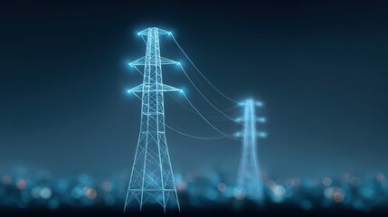 Power Grid Network, Energy Transmission, High Voltage Tower