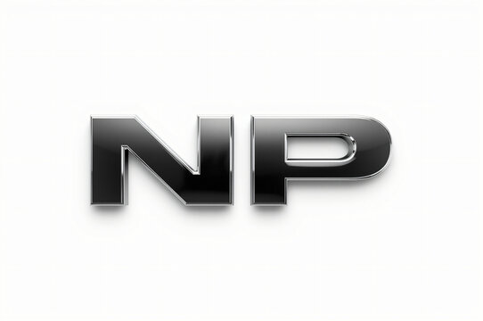 Glossy NP initials, white background, logo design, branding