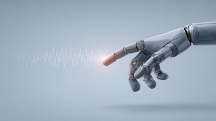 Fototapeta premium AI Touch, Technology, Innovation, Robot Hand, Future Interface