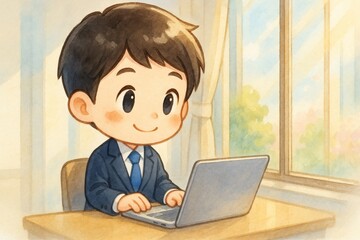 パソコンで仕事をするビジネスマン