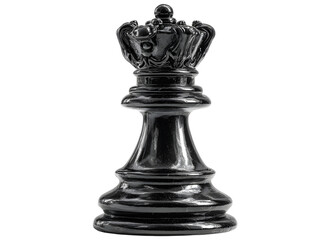 Fototapeta premium Hyper-realistic black chess king piece in glossy finish isolated on white background PNG