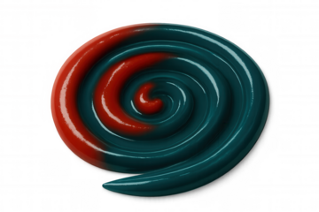Red and teal candy forming a spiral shape with transparent background, perfect for sweet and colorful designs